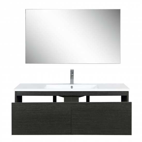 Sant 48" Iron Charcoal Vanity, Acrylic Composite Top with Integrated Sink, Balzani Gun Metal Faucet Set, and 43" Mirror