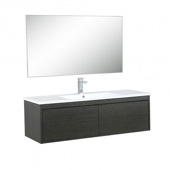 Sant 48" Iron Charcoal Vanity, Acrylic Composite Top with Integrated Sink, Balzani Gun Metal Faucet Set, and 43" Mirror