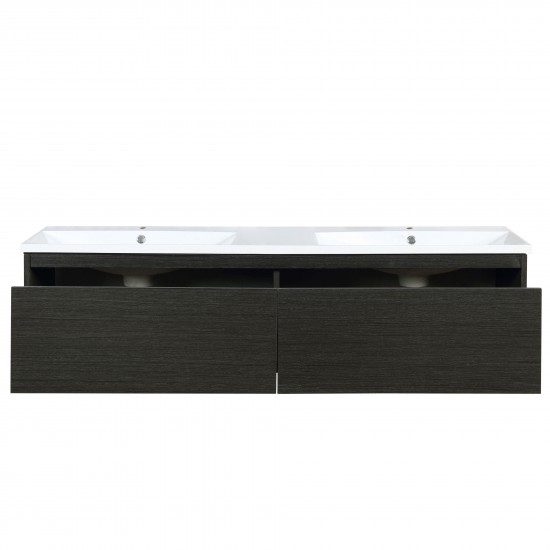 Sant 60" Iron Charcoal Double Bathroom Vanity and Acrylic Composite Top with Integrated Sinks