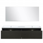 Sant 60" Iron Charcoal Double Bathroom Vanity, Acrylic Composite Top with Integrated Sinks, and 55" Frameless Mirror