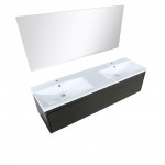 Sant 60" Iron Charcoal Double Bathroom Vanity, Acrylic Composite Top with Integrated Sinks, and 55" Frameless Mirror