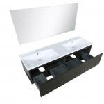 Sant 60" Iron Charcoal Double Bathroom Vanity, Acrylic Composite Top with Integrated Sinks, and 55" Frameless Mirror