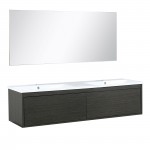 Sant 60" Iron Charcoal Double Bathroom Vanity, Acrylic Composite Top with Integrated Sinks, and 55" Frameless Mirror