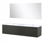 Sant 60" Iron Charcoal Double Bathroom Vanity, Acrylic Composite Top with Integrated Sinks, and 55" Frameless Mirror