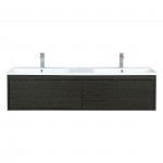 Sant 60" Iron Charcoal Double Bathroom Vanity, Acrylic Composite Top with Integrated Sinks, and Monte Chrome Faucet Set