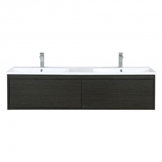 Sant 60" Iron Charcoal Double Bathroom Vanity, Acrylic Composite Top with Integrated Sinks, and Monte Chrome Faucet Set