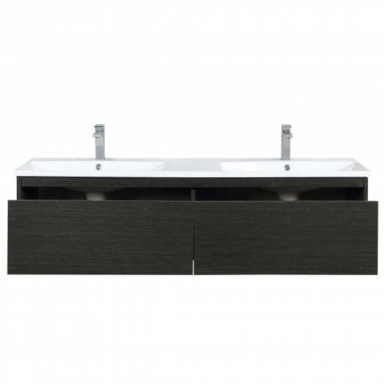 Sant 60" Iron Charcoal Double Bathroom Vanity, Acrylic Composite Top with Integrated Sinks, and Monte Chrome Faucet Set