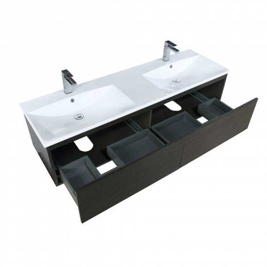 Sant 60" Iron Charcoal Double Bathroom Vanity, Acrylic Composite Top with Integrated Sinks, and Monte Chrome Faucet Set