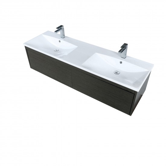 Sant 60" Iron Charcoal Double Bathroom Vanity, Acrylic Composite Top with Integrated Sinks, and Monte Chrome Faucet Set