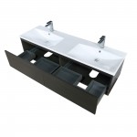 Sant 60" Iron Charcoal Double Bathroom Vanity, Acrylic Composite Top with Integrated Sinks, and Monte Chrome Faucet Set