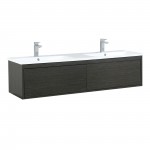 Sant 60" Iron Charcoal Double Bathroom Vanity, Acrylic Composite Top with Integrated Sinks, and Monte Chrome Faucet Set