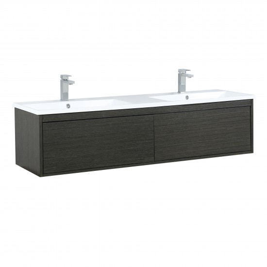 Sant 60" Iron Charcoal Double Bathroom Vanity, Acrylic Composite Top with Integrated Sinks, and Monte Chrome Faucet Set
