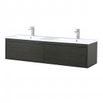 Sant 60" Iron Charcoal Double Bathroom Vanity, Acrylic Composite Top with Integrated Sinks, and Monte Chrome Faucet Set