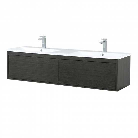 Sant 60" Iron Charcoal Double Bathroom Vanity, Acrylic Composite Top with Integrated Sinks, and Monte Chrome Faucet Set