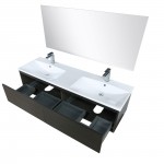 Sant 60" Iron Charcoal Double Vanity, Acrylic Composite Top with Integrated Sinks, Monte Chrome Faucet Set, and 55" Mirror