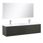 Sant 60" Iron Charcoal Double Vanity, Acrylic Composite Top with Integrated Sinks, Monte Chrome Faucet Set, and 55" Mirror