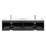 Sant 60" Iron Charcoal Double Vanity, Acrylic Composite Top with Integrated Sinks, Monte Chrome Faucet Set, and 55" Mirror