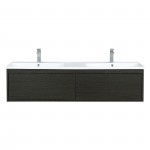 Sant 60 Iron Charcoal Double Bathroom Vanity, Acrylic Composite Top with Integrated Sinks, and Labaro Brushed Nickel Faucet S