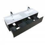 Sant 60 Iron Charcoal Double Bathroom Vanity, Acrylic Composite Top with Integrated Sinks, and Labaro Brushed Nickel Faucet S