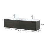 Sant 60 Iron Charcoal Double Bathroom Vanity, Acrylic Composite Top with Integrated Sinks, and Labaro Brushed Nickel Faucet S