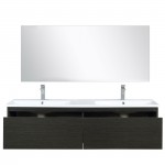 Sant 60" Iron Charcoal Double Vanity, Acrylic Composite Top with Integrated Sinks, Balzani Gun Metal Faucet Set, and 55" Mirr