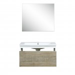 Scopi 30" Rustic Acacia Bathroom Vanity, Acrylic Composite Top with Integrated Sink, and 28" Frameless Mirror