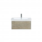 Scopi 30" Rustic Acacia Bathroom Vanity, Acrylic Composite Top with Integrated Sink, and Labaro Brushed Nickel Faucet Set