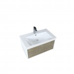 Scopi 30" Rustic Acacia Bathroom Vanity, Acrylic Composite Top with Integrated Sink, and Labaro Brushed Nickel Faucet Set