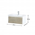 Scopi 30" Rustic Acacia Bathroom Vanity, Acrylic Composite Top with Integrated Sink, and Labaro Brushed Nickel Faucet Set