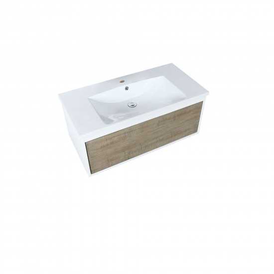 Scopi 36" Rustic Acacia Bathroom Vanity and Acrylic Composite Top with Integrated Sink