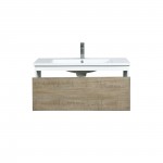 Scopi 36" Rustic Acacia Bathroom Vanity, Acrylic Composite Top with Integrated Sink, and Monte Chrome Faucet Set