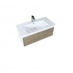 Scopi 36" Rustic Acacia Bathroom Vanity, Acrylic Composite Top with Integrated Sink, and Monte Chrome Faucet Set