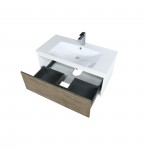 Scopi 36" Rustic Acacia Bathroom Vanity, Acrylic Composite Top with Integrated Sink, and Monte Chrome Faucet Set