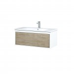 Scopi 36" Rustic Acacia Bathroom Vanity, Acrylic Composite Top with Integrated Sink, and Monte Chrome Faucet Set