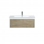 Scopi 36" Rustic Acacia Bathroom Vanity, Acrylic Composite Top with Integrated Sink, and Balzani Gun Metal Faucet Set