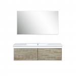 Scopi 48" Rustic Acacia Bathroom Vanity, Acrylic Composite Top with Integrated Sink, and 43" Frameless Mirror