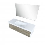 Scopi 48" Rustic Acacia Bathroom Vanity, Acrylic Composite Top with Integrated Sink, and 43" Frameless Mirror