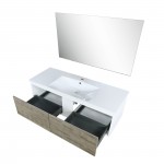 Scopi 48" Rustic Acacia Bathroom Vanity, Acrylic Composite Top with Integrated Sink, and 43" Frameless Mirror