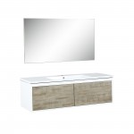 Scopi 48" Rustic Acacia Bathroom Vanity, Acrylic Composite Top with Integrated Sink, and 43" Frameless Mirror