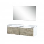 Scopi 48" Rustic Acacia Bathroom Vanity, Acrylic Composite Top with Integrated Sink, and 43" Frameless Mirror