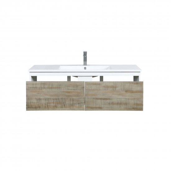 Scopi 48" Rustic Acacia Bathroom Vanity, Acrylic Composite Top with Integrated Sink, and Monte Chrome Faucet Set