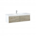 Scopi 48" Rustic Acacia Bathroom Vanity, Acrylic Composite Top with Integrated Sink, and Monte Chrome Faucet Set