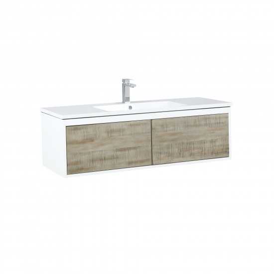 Scopi 48" Rustic Acacia Bathroom Vanity, Acrylic Composite Top with Integrated Sink, and Monte Chrome Faucet Set