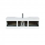 Scopi 48" Rustic Acacia Bathroom Vanity, Acrylic Composite Top with Integrated Sink, and Monte Chrome Faucet Set