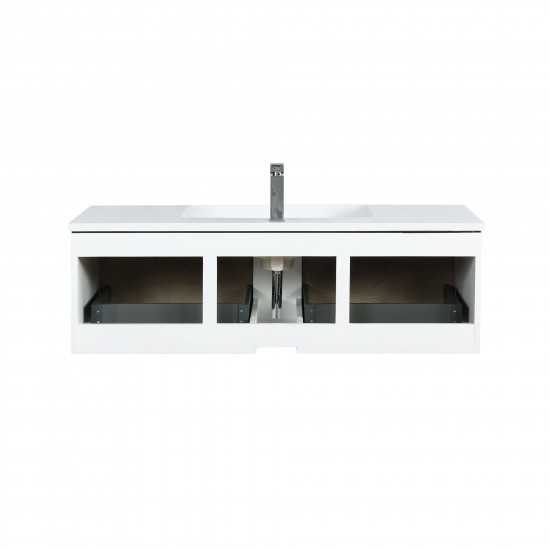 Scopi 48" Rustic Acacia Bathroom Vanity, Acrylic Composite Top with Integrated Sink, and Monte Chrome Faucet Set