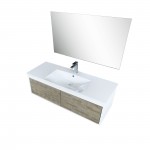 Scopi 48" Rustic Acacia Vanity, Acrylic Composite Top with Integrated Sink, Monte Chrome Faucet Set, and 43" Frameless Mirror