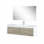 Scopi 48" Rustic Acacia Vanity, Acrylic Composite Top with Integrated Sink, Monte Chrome Faucet Set, and 43" Frameless Mirror