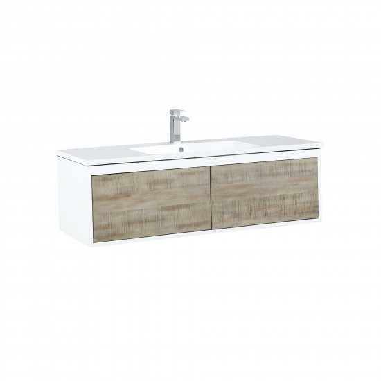 Scopi 48" Rustic Acacia Bathroom Vanity, Acrylic Composite Top with Integrated Sink, and Balzani Gun Metal Faucet Set