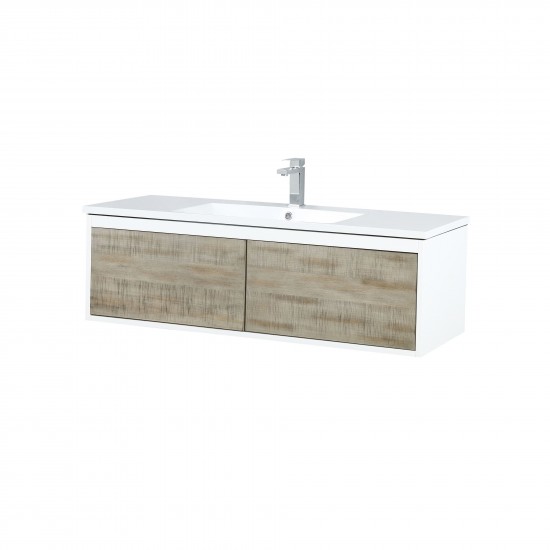 Scopi 48" Rustic Acacia Bathroom Vanity, Acrylic Composite Top with Integrated Sink, and Balzani Gun Metal Faucet Set