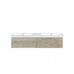 Scopi 60" Rustic Acacia Double Bathroom Vanity and Acrylic Composite Top with Integrated Sinks